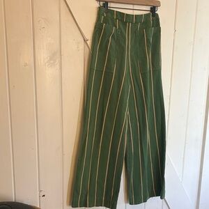 Ace & Jig Green Wide Leg Pants with Pink Stripes